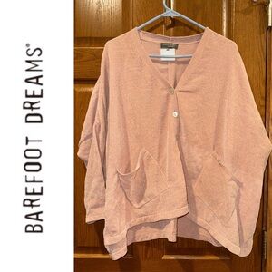 NWT Barefoot Dreams XL CozyChic Lite Button Up Oversized Cardigan in Dusty Rose